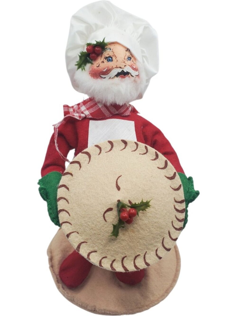Annalee 1993 Santa Chef Holding Holiday Pie Decoration 12"